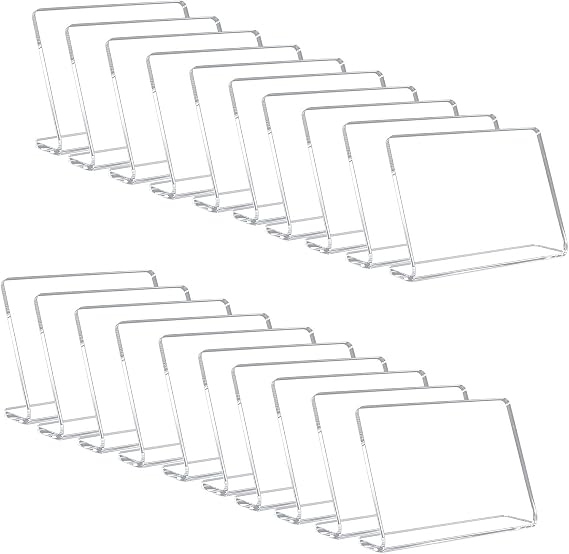 AITEE 20 Pack Acrylic Mini Chalkboard Signs Clear Tabletop Signs L-Shaped