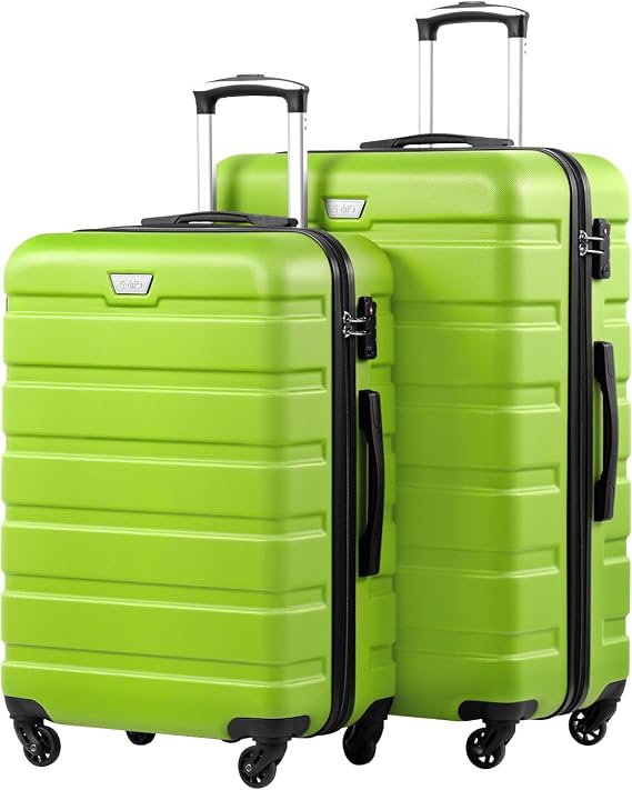COOLIFE 2 Piece Suitcase Set for Couples Travel PC + ABS Hard Shell
