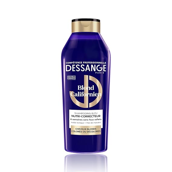 Dessange - California Blonde Nutri Corrector Shampoo - Lactic Acid & Manuka Honey - Nourishes & Neutralises Yellow Reflections - Blonde, Dyed, Bleached Hair - 280ml