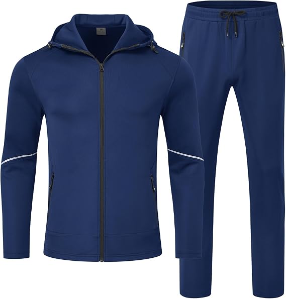 Rdruko Trainingsanzug Herren Set Jogginganzug Sportanzug Freizeitanzug Männer Tracksuit Langarm mit Kapuze Zip Hoodie und Jogginghose für Fußball Gym Fitness