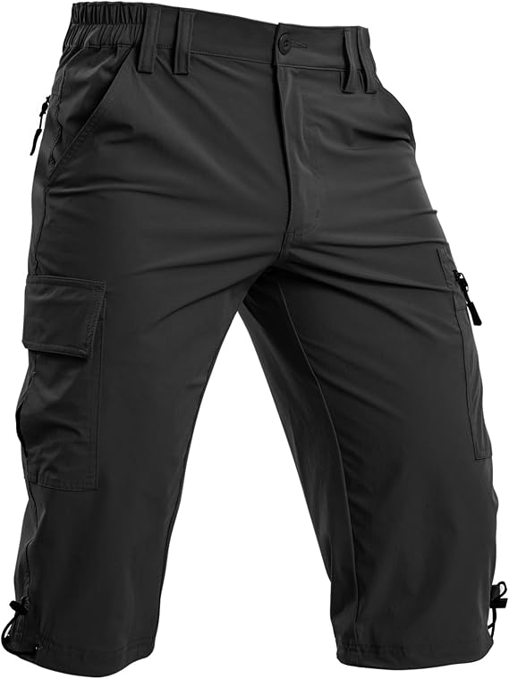Moosehill Men's Cargo Long Shorts: 3/4 Length Quick-Dry for Hiking