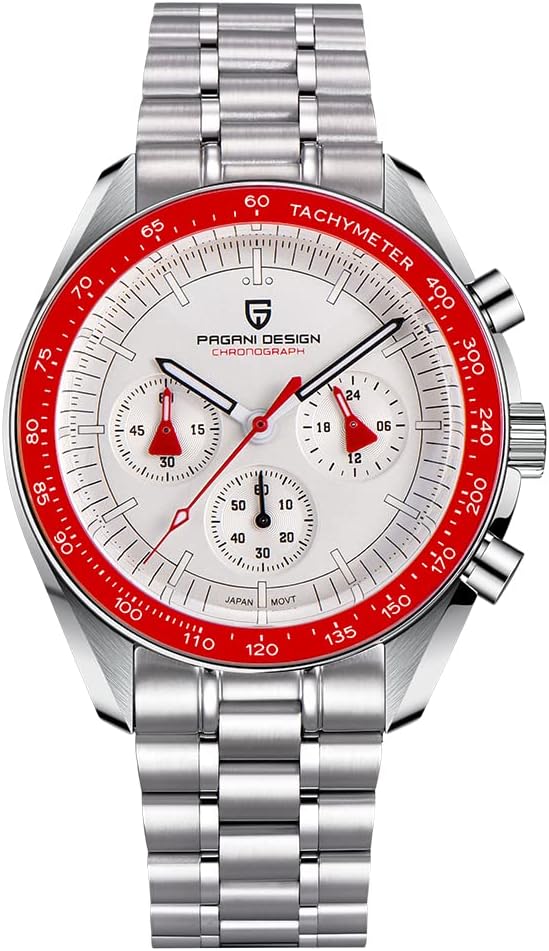 Pagani Design 1701 V3 Men's Chronograph Quartz Dial 40mm VK63 Movement Stainless Steel Mirror Sapphire Watch 100 Metre Water Resistant Sports Watch