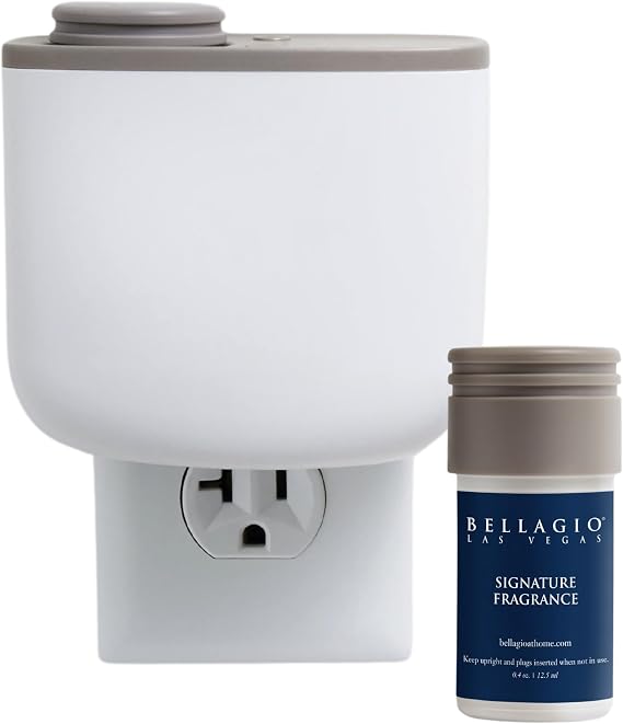 Bellagio Mini Room Diffuser Set - Wall Plug in Diffuser - Luxury Hotel Scent - Bergamot, Orange Blossom, Clove and Sandalwood - Signature Scent