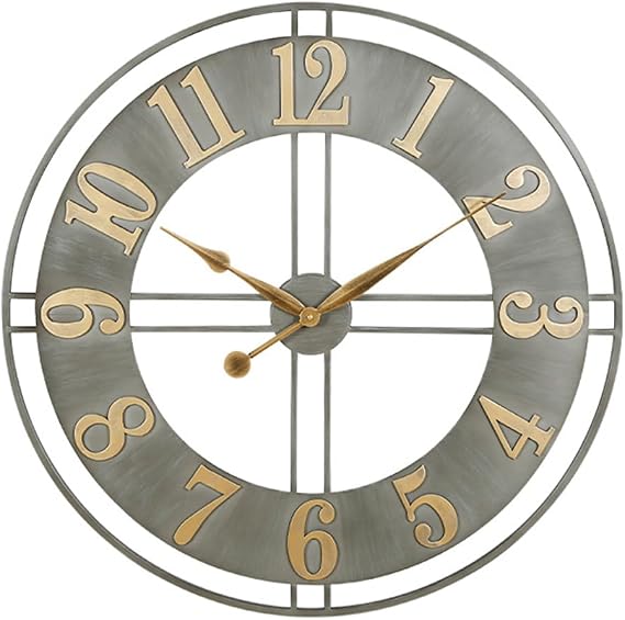 Silent Wall Clock, Retro Industrial Style Iron Round Wall Clock Foreign Trade Old Personality Silent Clock Entrance 60cm