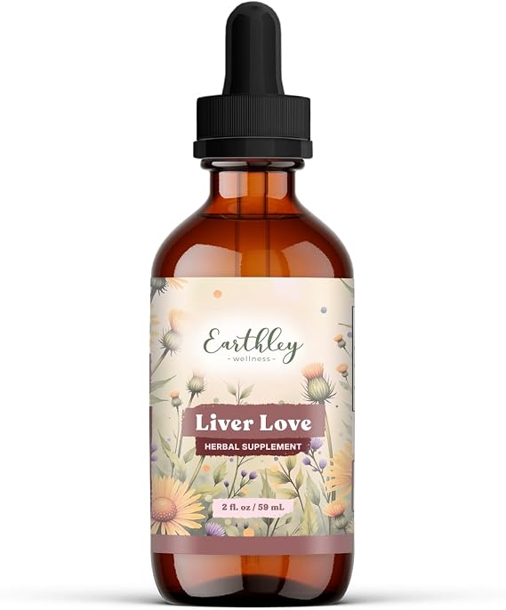 Earthley Wellness Liver Love, Herbal Blend for Liver Support Milk Thistle Seed, Dandelion Root, Peppermint Leaf, and Turmeric Root, Supports Digestion & Wellness, Natural, 2oz (Regular)