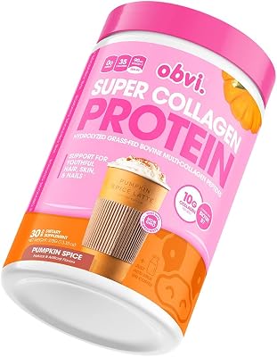 Obvi Collagen Peptides, Protein Powder, Keto, Gluten and Dairy Free, Hydrolyzed Grass-Fed Bovine Collagen Peptides, Supports Gut Health, Healthy Hair, Skin, Nails 30 Servings Pumpkin Spice