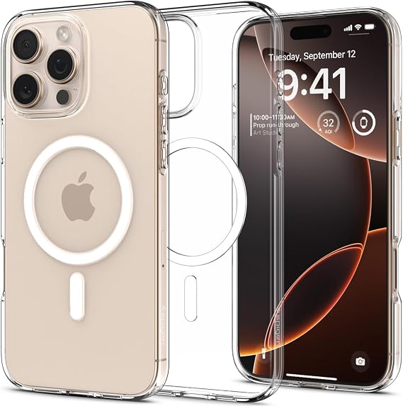 Spigen iPhone 16 Pro Max ile Uyumlu Şeffaf MagSafe Kılıf Liquid Crystal Mag Fit Crystal Clear - ACS08387