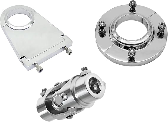 X-AVION Chorme Aluminum Steering Column 2-1/2'' Drop with Floor Mount Swivel, Fits 2'' & 2-1/4'' Steering Columns, 3/4-Spline 1 DD Universal Steering Shaft U Joint