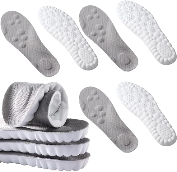4D Cloud Technology Insole, Soft Foot Protection Cloud Feeling Insole, Super Soft U-Shape Memory Foam Sports Insoles, Breathable Shock Absorption Insoles for Foot & Joint Support (Grey,US 8-9)