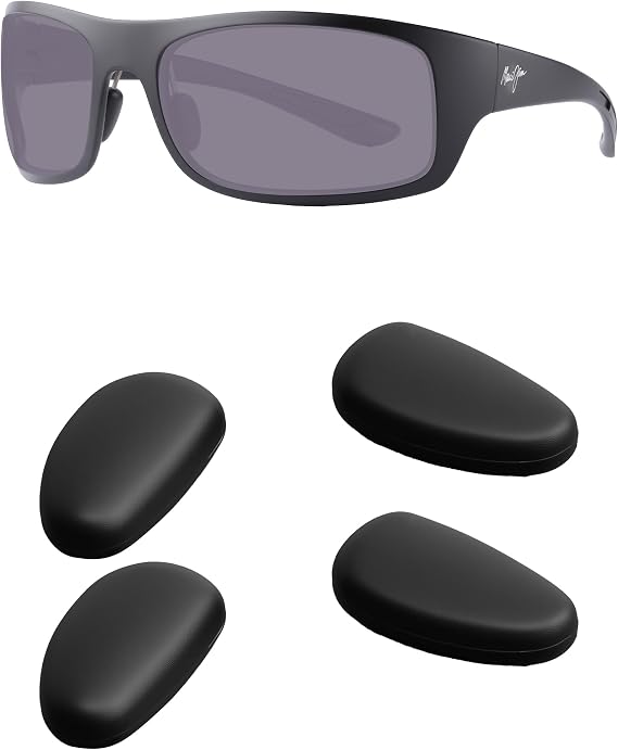 2 Pairs Black Silicone Replacement Nose Piece Compatible with Maui Jim Big Wave/Red Sands/Bamboo Forest Sunglasses, Anti-Slip Silicone Rubber Nose Cushions Nose Guard Nose Pads