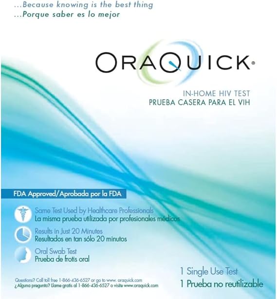 OraQuick HIV Self-Test, Oral Fluid, HIV Test kit at Home, 20 min Test | FDA-Approved Rapid HIV-1 and HIV-2 Detection, Results in 20 Minutes, Pain-Free No Blood or Needles, At-Home Kit, Ages 14+