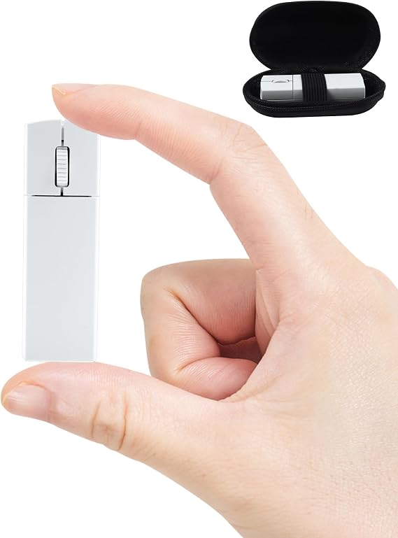 Wireless Mouse Mini Bluetooth 5.1/5.0 & 2.4Ghz Tri Mode Mice,Small Silent Portable Compact Finger Mice, Cute Tiny Travel White Mouse for MacBook Chromebook PC Laptop Computer Tablet Office School Gift