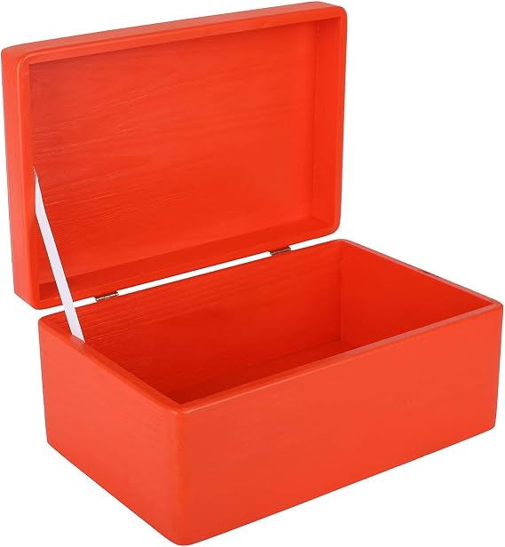 Creative Deco Red Large Wooden Box with Lid 30 x 20 x 14 cm (+/-1 cm)