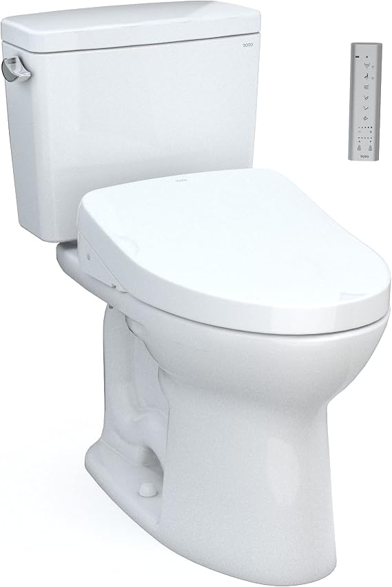 TOTO Drake WASHLET+ Two-Piece Elongated 1.6 GPF TORNADO FLUSH Toilet with S500e Bidet Seat, Cotton White - MW7763046CSG#01