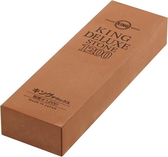 KING Whetstone - #1200 - Made in Japan - Brown - Extra Fine - 8.14 x 2.59 x 1.33 in - Knife Sharpening Stone