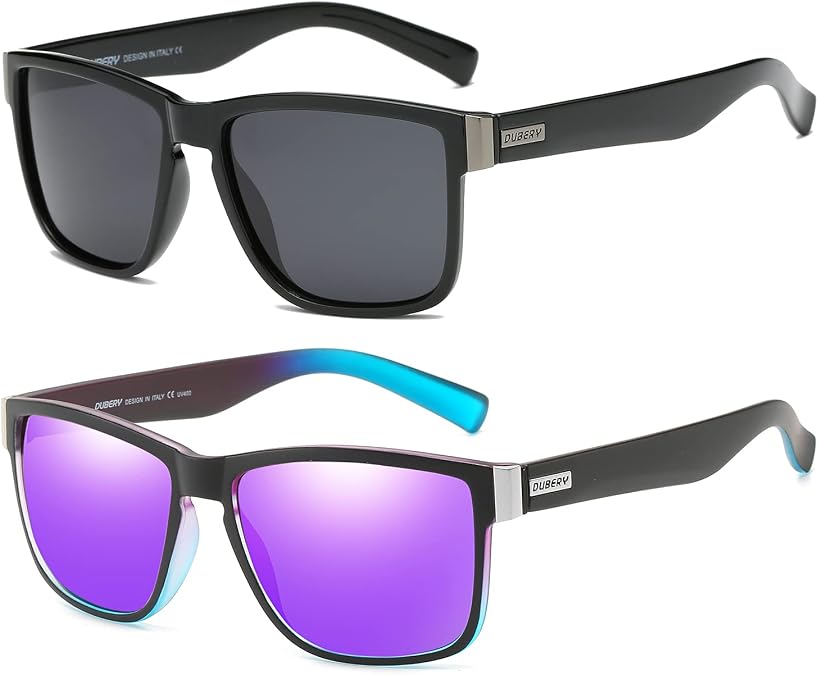 DUBERY Vintage Polarized Sunglasses for Men Women Square Sun Glasses D518 | Retro Unisex Style, UV400 Protection,Daily Wear,Outdoor,Driving,Travel Beach Essentials
