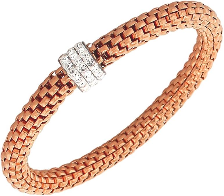 Rose Gold-Tone White CZ Stretch Bracelet