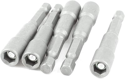 URBEST Adjustable Wrenches, Magnetic Hex Driver Bit, 6.35mm 14 Nut Setter Adapter for Drill 5pcs