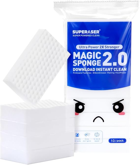 Magic Sponge Eraser, 10 Pack, 2X Density Melamine Foam