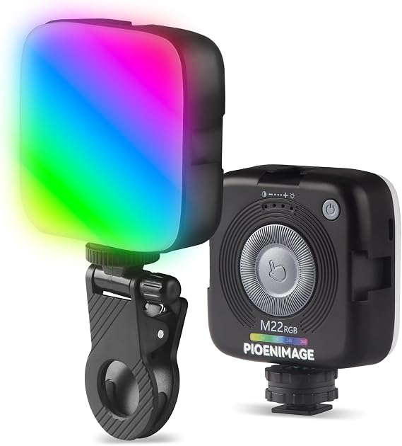 RGB Video Lights, Portable Camera Lights, LED Camera Light with Quick Release Cold Shoe Adapter and Clip, RGB Small Lamp, 3000-9000K 360 Full Color Photography Lighting for Camera, Black