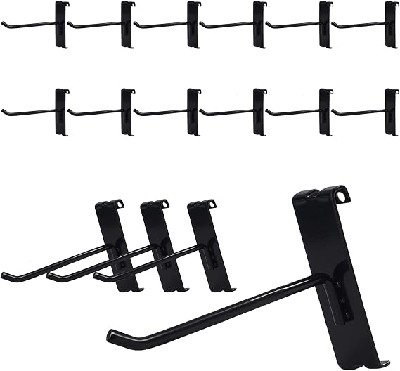 Gridwall Hooks 4 Inch, 12PC Heavy Duty Black Display Hooks for Grid Wall Panels, Grid Wall Accessory for Retail Store, Home Stroage, Garage, Trade Show