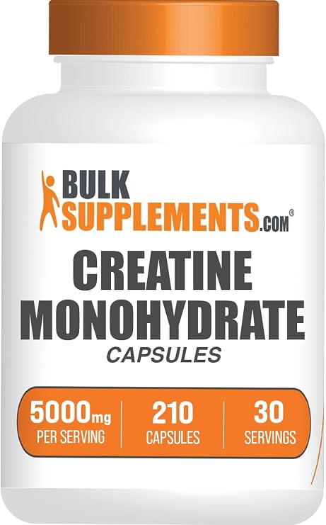Creatine Monohydrate Capsules - Micronized Creatine Monohydrate, Sports Nutrition - 7 Capsules per Serving, 5000mg, Gluten Free, 210 Count (Pack of 1)