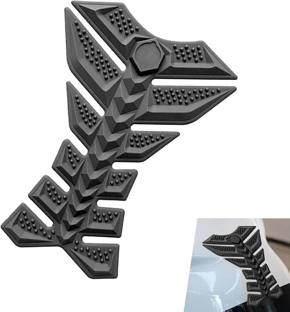 3D Motorcycle Tank Pad, Rubber Scratch-resistant Colorfast Fishbone Fuel Tank Sticker, Self-adhesive Fashion Protective Stickers, Universal for Most Motorcycles (Black)