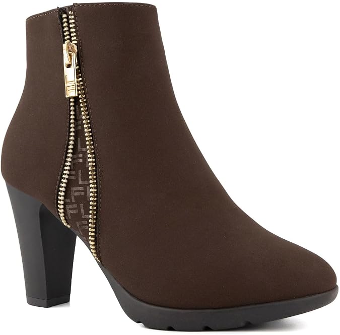 LONDON FOG Womens Beelize Ankle Bootie Heeled Ankle Boot