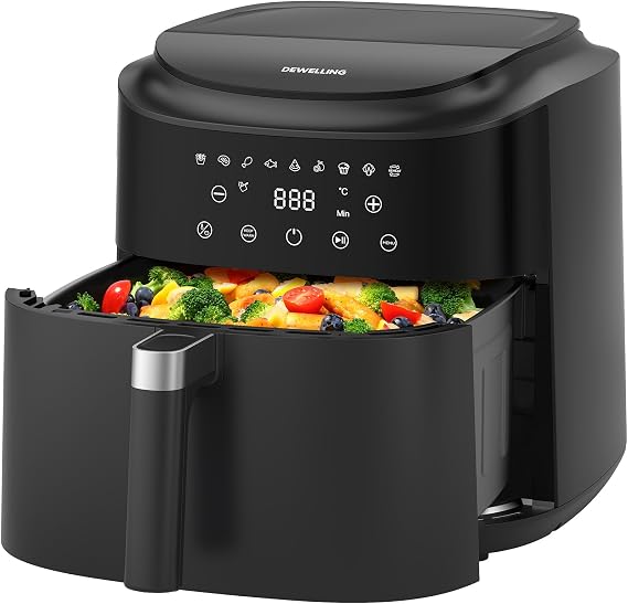 XXL Hot Air Fryer 9L - 2350W Air Fryer for Quick Cooking 9 Programmes LED Display & Warming Function Metal Interior Modern Air Fryer for Family Meals