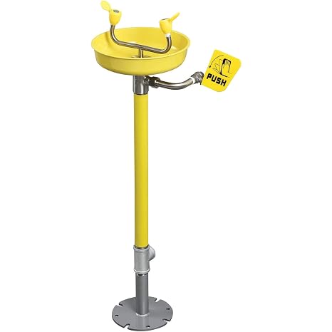 Global Industrial Emergency Eyewash, Pedestal Mounted, ABS Plastic Bowl, Yellow