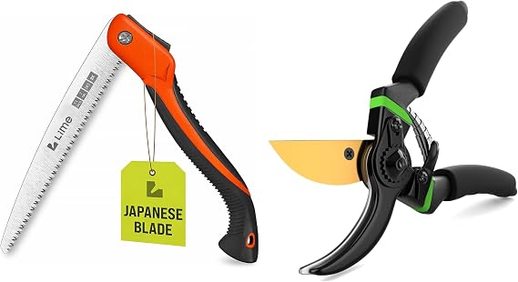 Folding Camping saw 11 Inch & Ultra Sharp Japanese Steel Pruning Shears