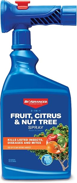 BioAdvanced 3-in-1 Fruit, Citrus, and Nut Tree Spray - 32 oz Bottle | Ready-to-Spray - Insect, Disease, and Mite Control - Outdoor Garden Pest Control - Use Up to Day Before Harvest