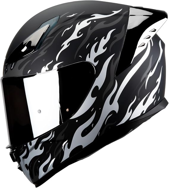 HAX Onix Full Face Motorcycle Helmets for Men Motorbike Helmets with Pinlock Ready DOT Approved Comfortable Fit Matte Black & Silver M