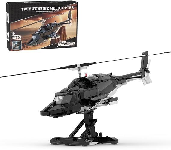 Air-wolf Helicopter Building Blocks Set, 1039 Pieces Military Series Aircraft Bricks Model Kit, Collection Display Xmas Gifts Model Airplane for Men