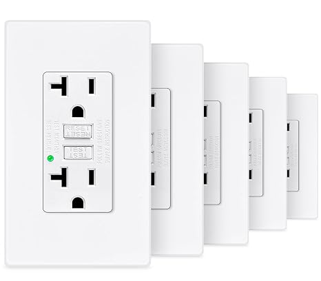 5 Pack 20A GFCI Outlet, Non-Tamper-Resistant GFI Duplex Receptacle with LED Indicator, Ground Fault Circuit Interrupter with Wall Plate Electrical Outlet Protecting Home Appliances, ETL UL Listed