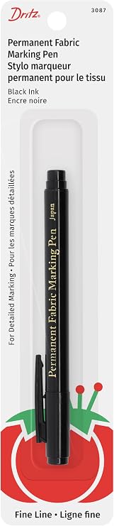 Dritz 3087 The Fine Line Permanent Fabric Marker, Black, 8.5 x 2.88 x 0.38