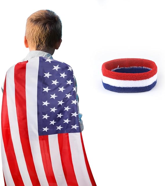 XIHIRCD 4th of July American Flag Cape Cloak, American Flag Costume Cape & USA Flag Headband for Children Kids 4th of July Independence Day Accessories Halloween Party Supplies