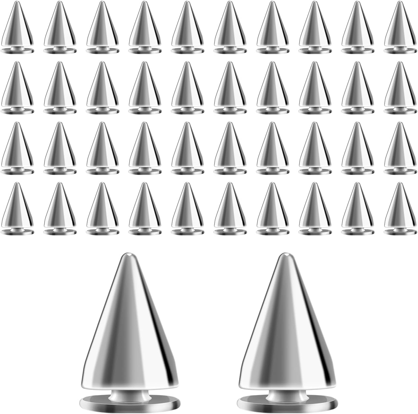 Tabanzhe 100PCS Cone Rivets-Cone Studs Spikes Silver Metal Punk Spikes Leather Nail Head Studs for DIY Crafts Leathercraft Clothing Bags Clothes Shoes