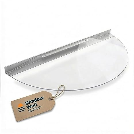 Clear Polycarbonate Window Well Cover Sloped Semi-Circle 39" W x 16" L