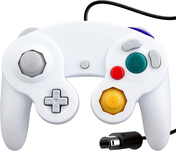 OSTENT Wired Shock Classic Controller Gamepad Joystick Joypad Compatible for Nintendo GameCube NGC Wii Console Video Games Color White