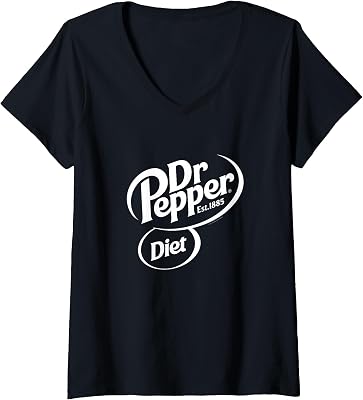 Womens Dr. Pepper Classic Diet Soda Pop Center Logo V-Neck T-Shirt