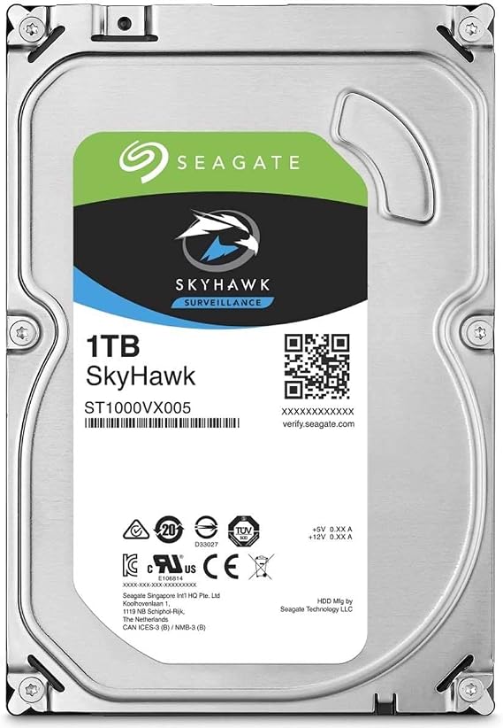 Seagate 1 TB 3.5-Inch SkyHawk Internal Hard Drive for 1-64 Camera Surveillance Systems - Silver