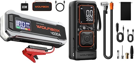 WOLFBOX 4000A Jump Starter & 150PSI Tire Inflator