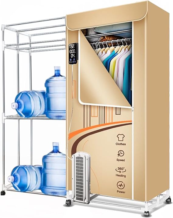 3-Tier Electric Airer Dryer for Clothes,Foldable Heated Electric Clothes Drying Rack 360min Adjustable Timer,1600W Household Dryer Wet Laundry Warm Air Drying,Khaki