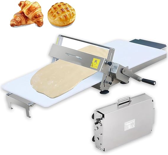 Manual Dough Sheeter Machine,Adjustable Thickness Stainless Steel Folding Dough Rolling Tool for Bakery, Pizza, Croissant Commercial and Home Use 300