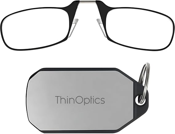ThinOptics Folding Reading Glasses, 1.0 to 2.5, Keychain Case, Travel Ready