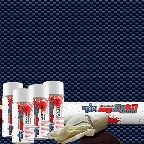 Hydrographics Dip Kit Store - DipKitStore - Water Transfer Printing CF-152-BLUE - Black & Clear Carbon Fiber with Vibriant Blue Base Paint ... (Entry Level)