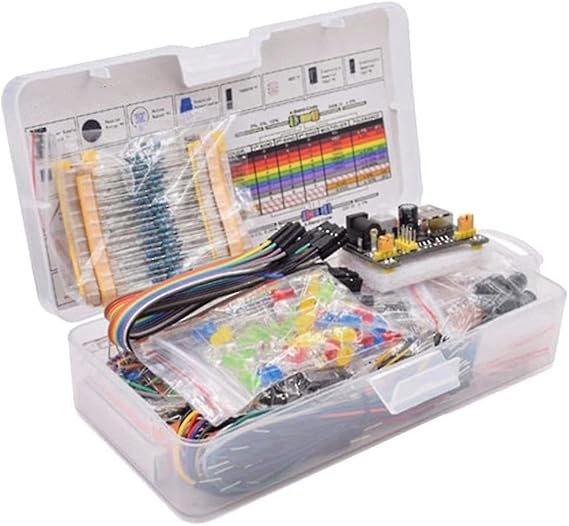 Electronics Component Starter Kit with 830 Tie Points Breadboard Cable Resistor Capacitor LED Potentiometer for Arduino R3 Durable Practical Tools to Improve Thinking Innovation Ability