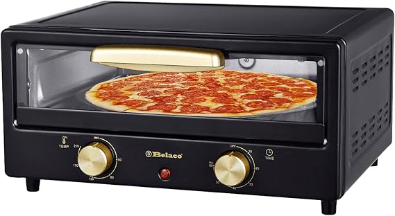 Belaco Multi-Purpose 1800W Mini Oven Pizza Oven All in One | 12 inch Pizza Maker Toaster Oven Tabletop Cooking Baking Grilling Heating Toasting Portable Oven 1800w incl. Baking Tray [Energy Class A+]