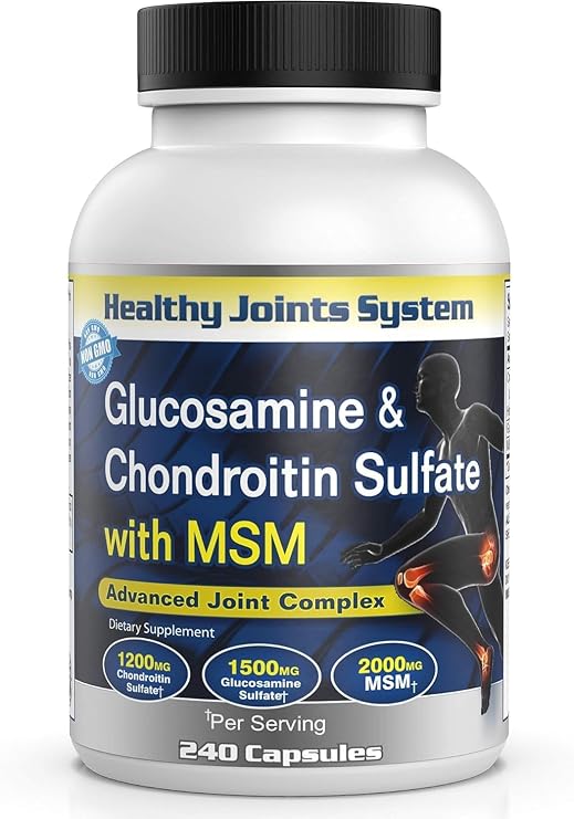 Advanced Mobility & Flexibility Support Formula with Glucosamine, Chondroitin & MSM 240 Capsules for Active Lifestyles & Daily Wellness